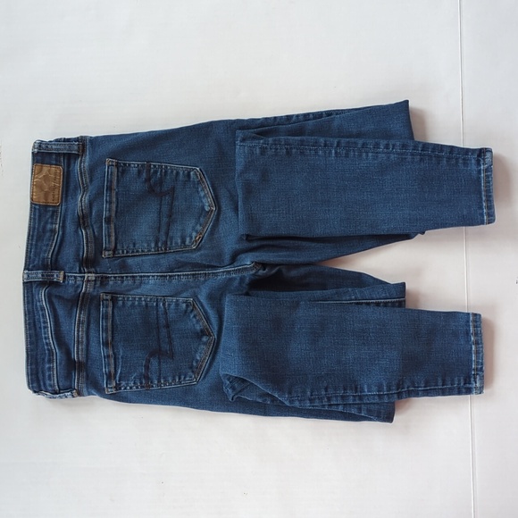 AEO Next Level Stretch Super Hi-Rise Jegging Mom Jeans 4 X-Long Blue Pockets - Picture 16 of 16